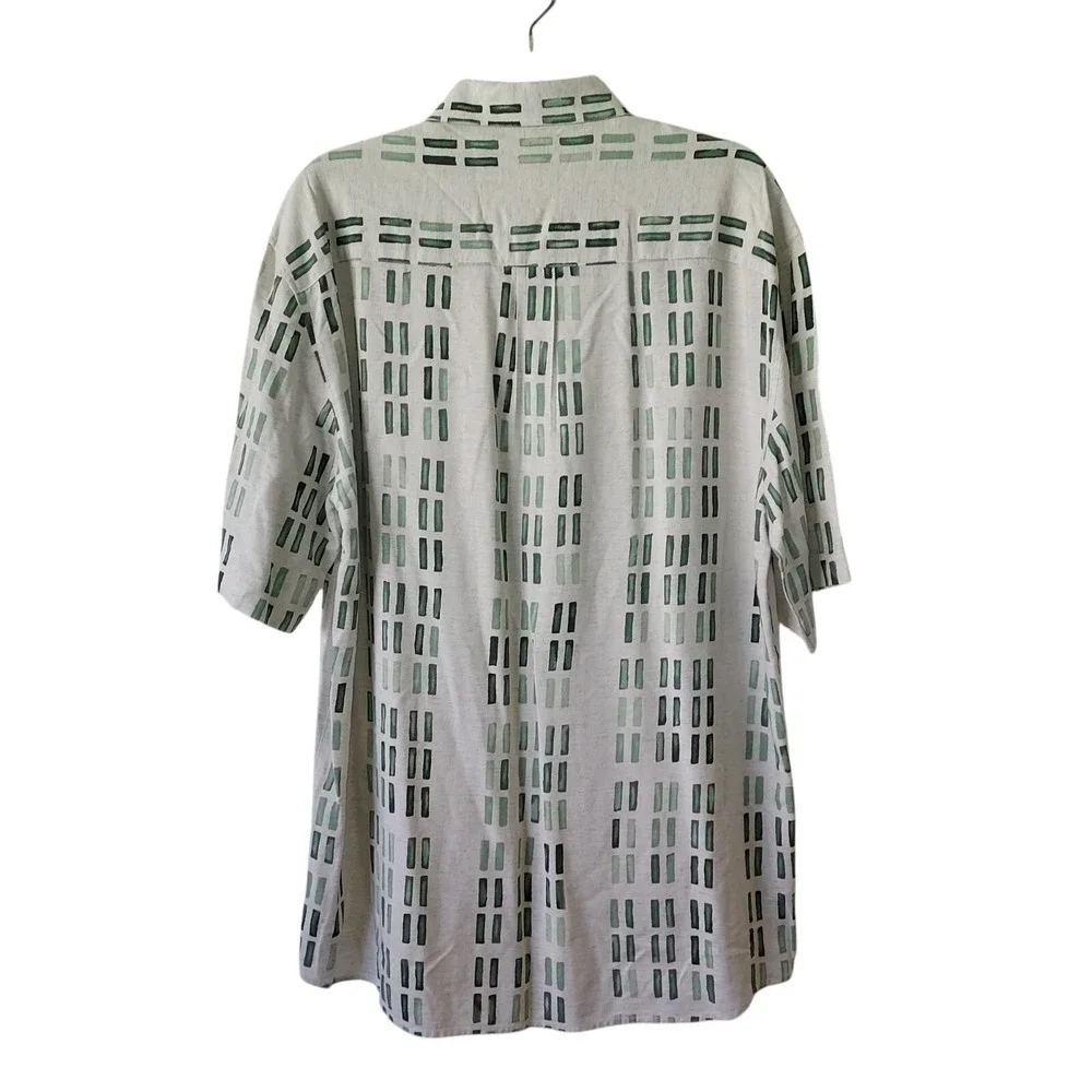 Georg Roth of Germany Shirt Men's‎ Large Linen Blend Abstract Striped  VTG Y2K